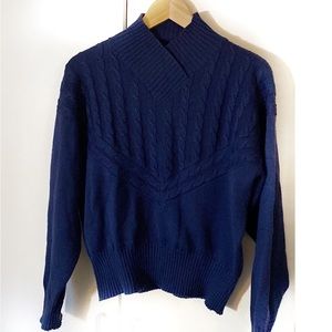 Vintage Obermeyer Blue Cable Knit Sweater